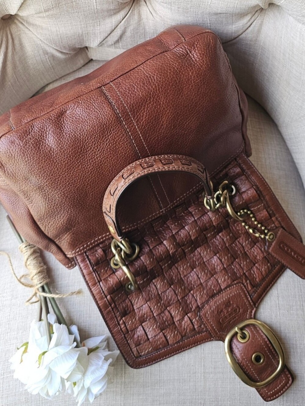 Coach Legacy Bleeker Woven Leather Sachel Handbag ( Brown ) # 12364 - Picture 4 of 15
